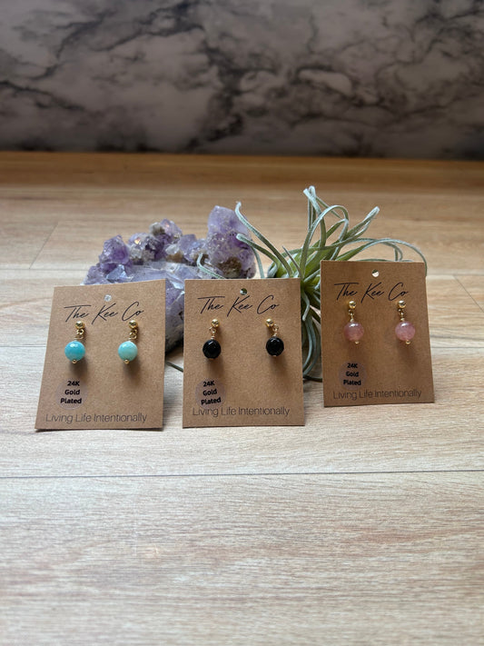 Nicole Gemstone Earrings 18k Plated Stud