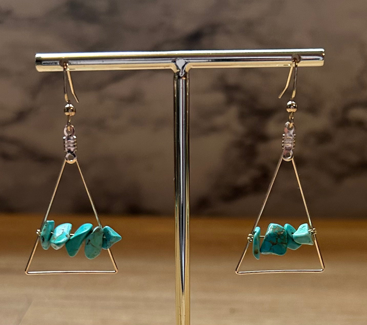 Luna Gemstone Triangle Earrings