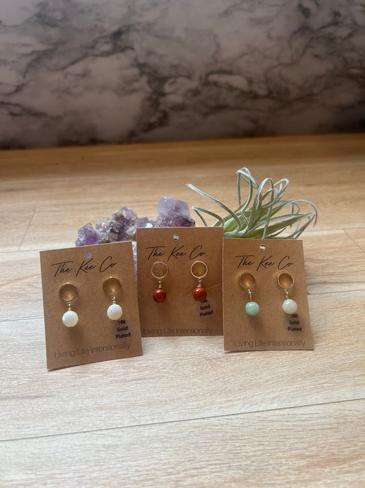 Shirely Gemstone Earrings 18k Plated Stud