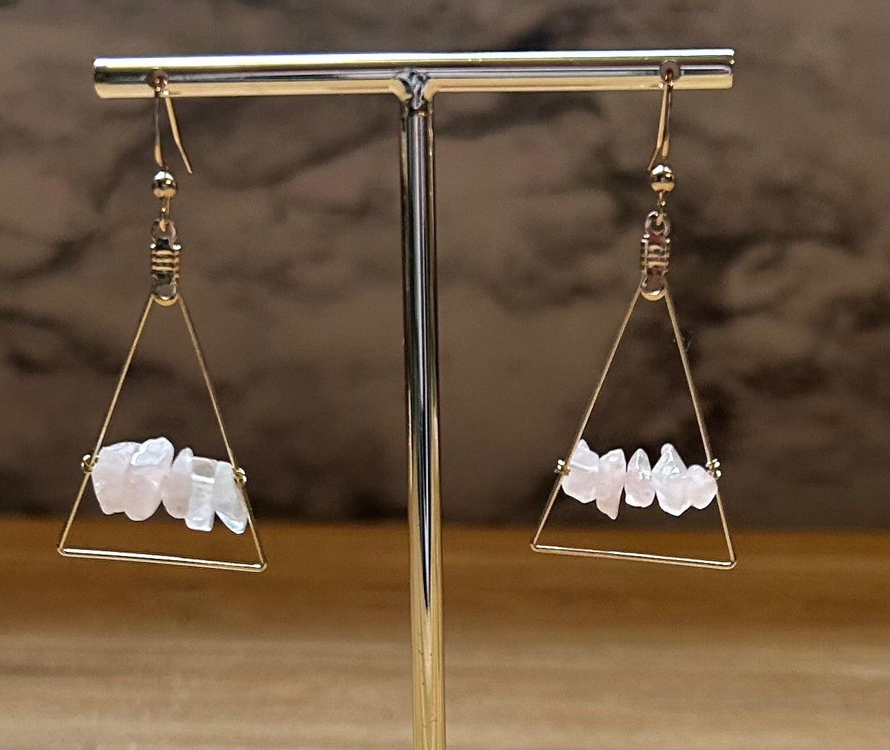 Luna Gemstone Triangle Earrings