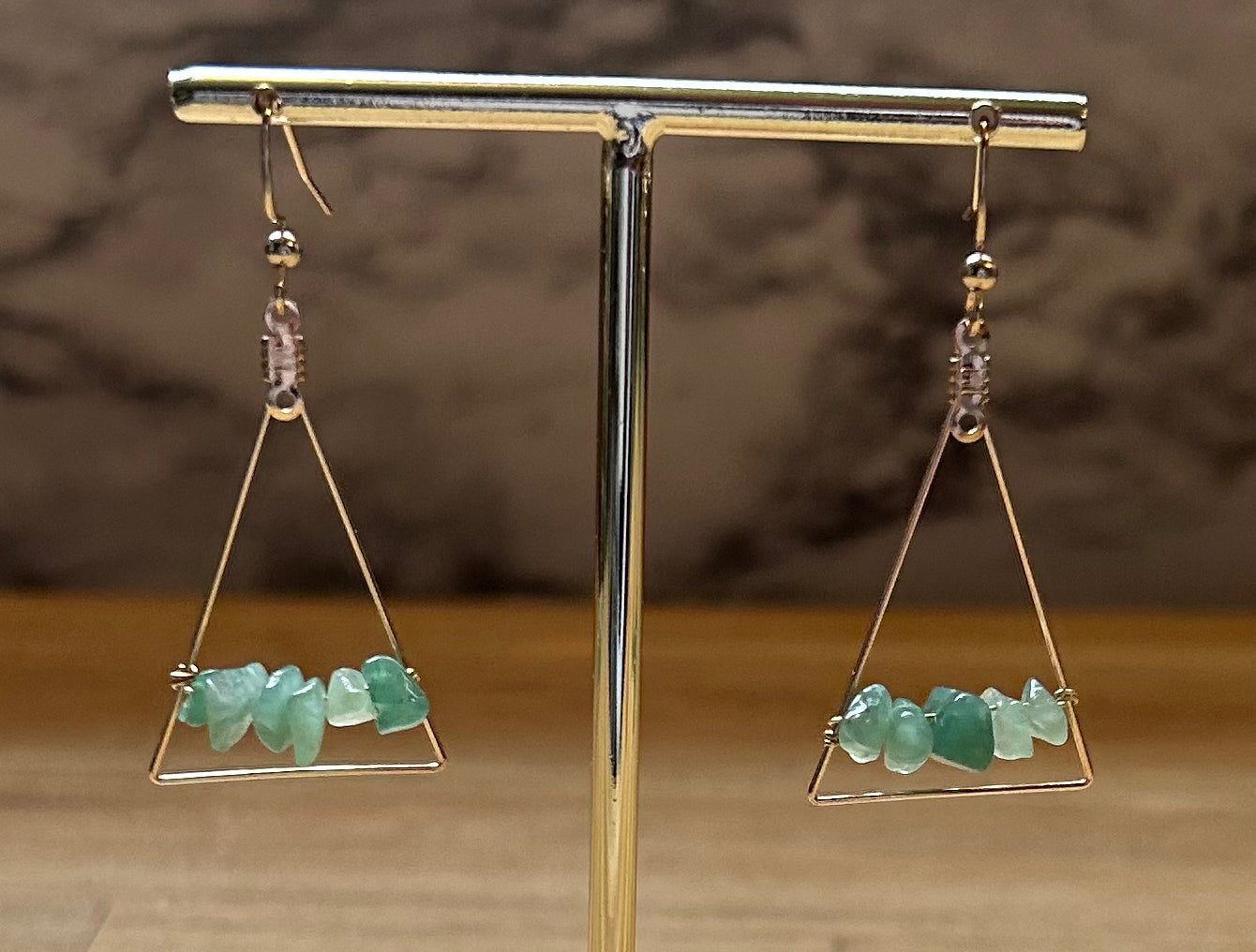 Luna Gemstone Triangle Earrings