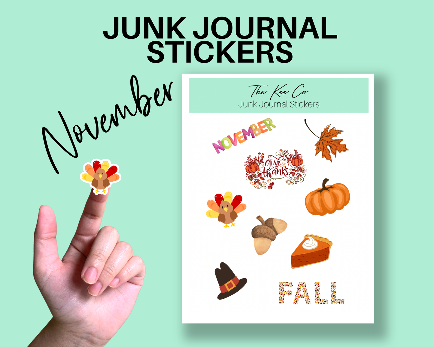 November Junk Journal Sticker Sheet