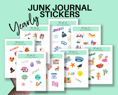 Months of the Year Junk Journal Sticker Sheets