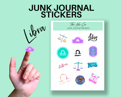 Libra Zodiac Junk Journal Sticker Sheet