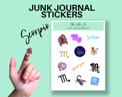 Scorpio Zodiac Junk Journal Sticker Sheet