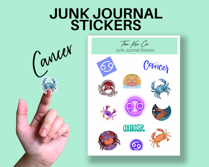 Cancer Zodiac Junk Journal Sticker Sheet