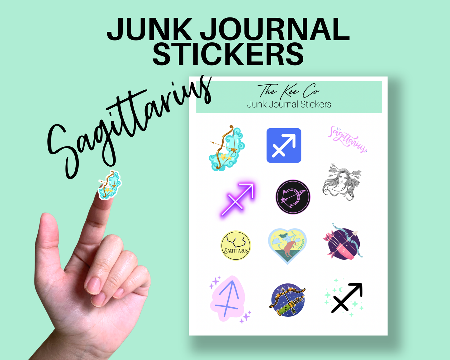 Sagittarius Zodiac Junk Journal Sticker Sheet