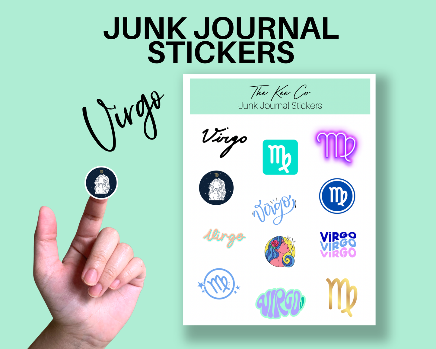 Virgo Zodiac Junk Journal Sticker Sheet