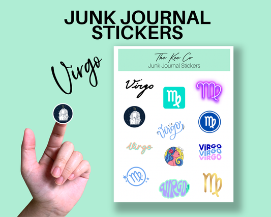 Virgo Zodiac Junk Journal Sticker Sheet