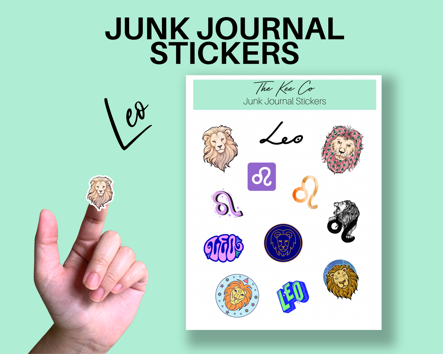 Leo Zodiac Junk Journal Sticker Sheet