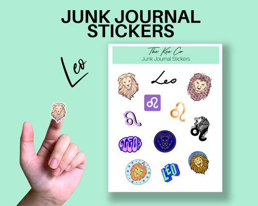 Leo Zodiac Junk Journal Sticker Sheet