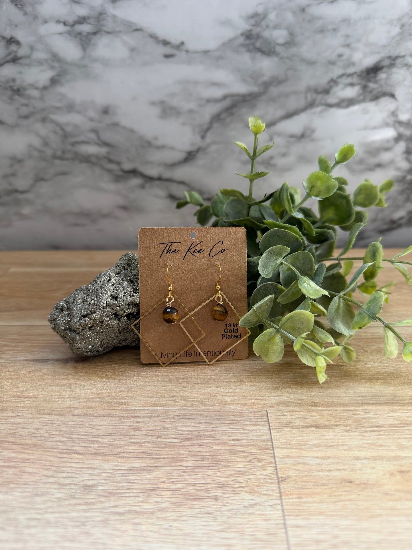 Tigers Eye Lily Gemstone Shape Earrings